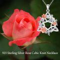 wholesale 925 Sterling Silver Rose Floral Trinity Knot Pendant Necklaces for Women-0-5