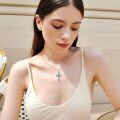wholesale 925 Sterling Silver Celtic Cross Necklace with Abalone Shell Inlay for Women Men Christian s-0-4