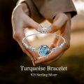 wholesale  Sterling Silver Genuine Heart Turquoise Bracelet Jewelry Gift for Women ( )-0-14