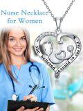 wholesale 925 Sterling Silver Heart Shaped Stethoscope Caduceus Angel Wings RN Pendant Necklace-0-1