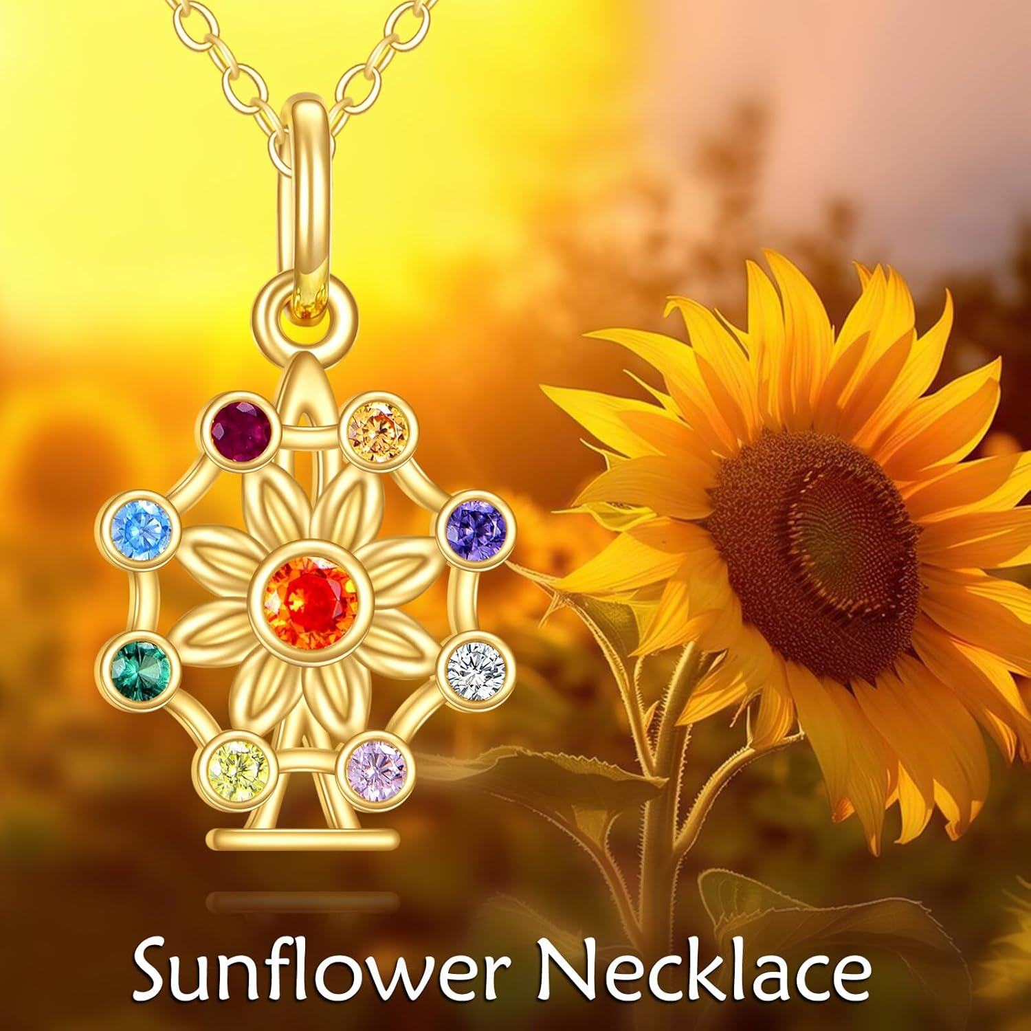 14K Gold Birthstone Tree of Life Necklace for Women Moon Star Pendant-0-3