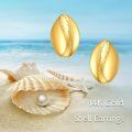 wholesale 14k Gold Polished Cowrie Shell Stud Earrings For Women-0-1