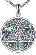 wholesale 925 Sterling Silver Celtic Knot Triangle Pendant Norse Jewelry Necklace -0-0