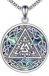 wholesale 925 Sterling Silver Celtic Knot Triangle Pendant Norse Jewelry Necklace -Viking