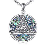 wholesale 925 Sterling Silver Celtic Knot Triangle Pendant Norse Jewelry Necklace -Viking