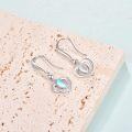 wholesale 925 Sterling Silver Blue Moonstone Double Heart Drop Earrings for Women-0-4