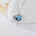 wholesale 925 Sterling Silver Blue Crystal Angel Wing Heart Cremation Jewelry Urn Necklace with Funnel and Fill Tool-0-3