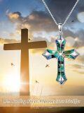 wholesale 925 Sterling Silver Abalone Shell Inlay Cross Pendant Necklace for Women Christian s for Mother Wife Daughter Sister-0-1