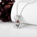 wholesale 925 Sterling Silver Spider Pendant with Red Stone and Barbed Wire Design - Gothic Punk Style Necklace for Men Women-0-2