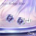 wholesale 925 Sterling Silver Purple Cubic Zirconia Stud Earrings 6mm Round Gemstone  for Women-0-4