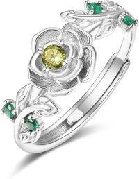 wholesale Sterling Silver Rose Gold Adjustable Rose Ring for Women-Silver-08-Aug