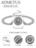 wholesale 925 Sterling Silver Saint Michael Protect Us Charm Bracelet with 3+2 Extender Chain for Men Women -0-1
