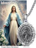 wholesale 925 Sterling Silver Virgin Mary Medal Necklace with 3 mm Box Chain - Religious  for Women and Men-0-3