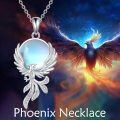 wholesale 925 Sterling Silver Phoenix Pendant Necklace With Moonstone And Cz-0-2