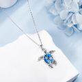 wholesale 925 Sterling Silver Turtle Blue Fire Opal Starfish Shell Pendant Necklace s for Women-0-1