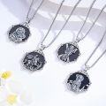 wholesale 925 Sterling Silver Black Onyx Saint Pendant Necklace for Men Women Religious s 24 Chain-0-5