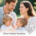 wholesale 925 Sterling Silver Heart Family Pendant Necklace Wholesale With Cubic Zirconia-0-4