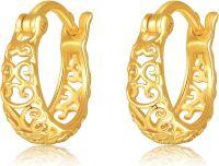 wholesale 14K Yellow Gold Infinity Twist Filigree Huggie Hoop Earrings for Women-filigree