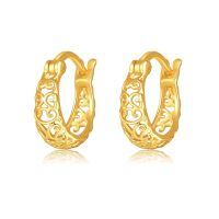 wholesale 14K Yellow Gold Infinity Twist Filigree Huggie Hoop Earrings for Women-filigree