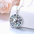 wholesale 925 Sterling Silver Abalone Shell 7 Chakra Yin Yang Lotus Pendant Necklace with Cubic Zirconia Stones and Chain for Women Girls  (Silver)-0-2