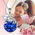 wholesale 14K Gold Pink Crystal Black Cat Pendant Necklace for Women Cats Lover-0-150