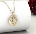 wholesale 14K Yellow Gold Moon Sun Pendant Necklace for Women Jewelry Gifts-0-2
