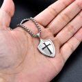wholesale 925 Sterling Silver  Knight's Templar Cross Joshua 1:9 Shield Pendant Necklace-0-3