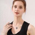 wholesale 925 Sterling Silver Spider Web Heart Shape Black Crystal Gothic Pendant Necklace-0-4