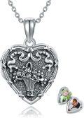 wholesale 925 Sterling Silver Heart-Shaped Photo Locket Pendant Necklace - Christmas Gifts for Women-0-0