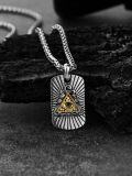 wholesale 925 Sterling Silver Evil Eye Triangle Pendant Necklace  for Men Punk Protection Jewelry-0-1