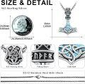 wholesale 925 Sterling Silver with Turquoise Viking Mjolnir Necklace - Thor's Hammer Pendant for Men & Women-0-1