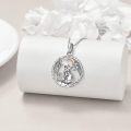 wholesale 925 Sterling Silver Moon and Fox Charm Pendant Necklace for Women-0-1