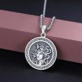 wholesale 925 Sterling Silver Medusa Head Pendant Necklace with Greek Key Pattern and Snake Hair Design for Men Women -0-1