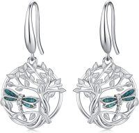 wholesale 925 Sterling Silver Turquoise Tree of Life Butterfly Dragonfly Dangle Drop Earrings for Women Gift-Dragonfly