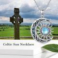 wholesale  925 Sterling Silver Moonstone Sun and Moon Necklace for Women, Celtic Knot Pendant, Gift for Christmas Mother's Day Valentine's Day-0-1