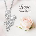 TOUPOP 14K Gold Rose Pendant Necklace Flower Jewelry Gift for Women-0-1