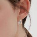 wholesale 925 Sterling Silver 925 Rose Gold Plated Heart with Floral Drop Earrings for Women-0-5