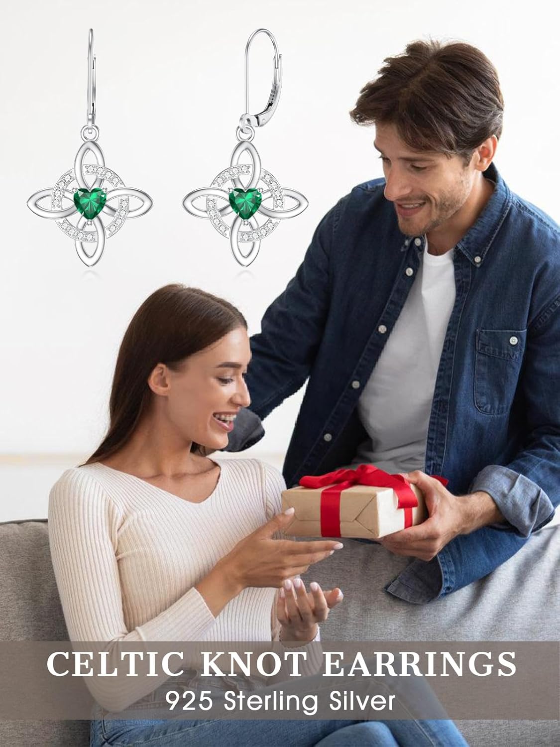 wholesale 925 Sterling Silver Celtic Knot Heart Birthstone Leverback Earrings for Women Mom-0-5