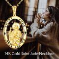 wholesale 14K Gold Saint Michael Pendant with Blue Opal Stone and Anchor Design - Catholic Protection Amulet Necklace for Men & Women (18 + Extender)-0-9