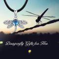 wholesale 925 Sterling Silver Dragonfly Blue Heart Crystal Pendant Black Braided Leather Cord Choker Necklaces for Women s-0-2