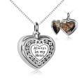 wholesale 925 Sterling Silver Heart Photo Locket Pendant Necklace Always In My Heart Memorial Jewelry-0-0