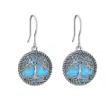 wholesale 925 Sterling Silver Abalone Shell Tree of Life Drop Earrings Wholesale for Women and Girls-0-9