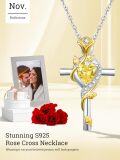 wholesale Sterling Silver Rose Cross Pendant Necklace for Women-0-178