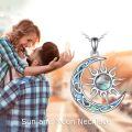 wholesale 925 Sterling Silver Sun & Moon Pendant with Blue and White Opals Labradorite Stone - Perfect Gift for Teenage Girls-0-11