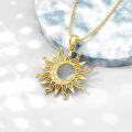 wholesale Gold 925 Sterling Silver Lab-Grown Cubic Zirconia Sun Pendant Necklace for Women-0-4
