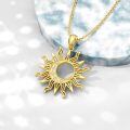 wholesale Gold 925 Sterling Silver Lab-Grown Cubic Zirconia Sun Pendant Necklace for Women-0-4