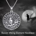 wholesale 925 Sterling Silver Raven Pendant Necklace with Norse Runes and Tree of Life Design - Viking Jewelry for Women & Men-0-5