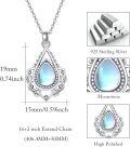 wholesale 925 Sterling Silver Teardrop Blue Moonstone & White Opal Pendant Necklace for Women-0-4