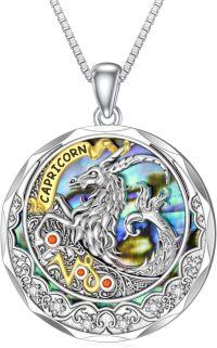 wholesale TOUPOP Capricorn Zodiac Necklace S925 Sterling Silver Constellation Pendant Astrology Horoscope Jewelry Garnet Birthstone Necklace Abalone Jewelry Birthday Gifts For Women -undefined