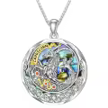 TOUPOP Sterling Silver Garnet Abalone Capricorn Zodiac Constellation Pendant Necklace-0-0
